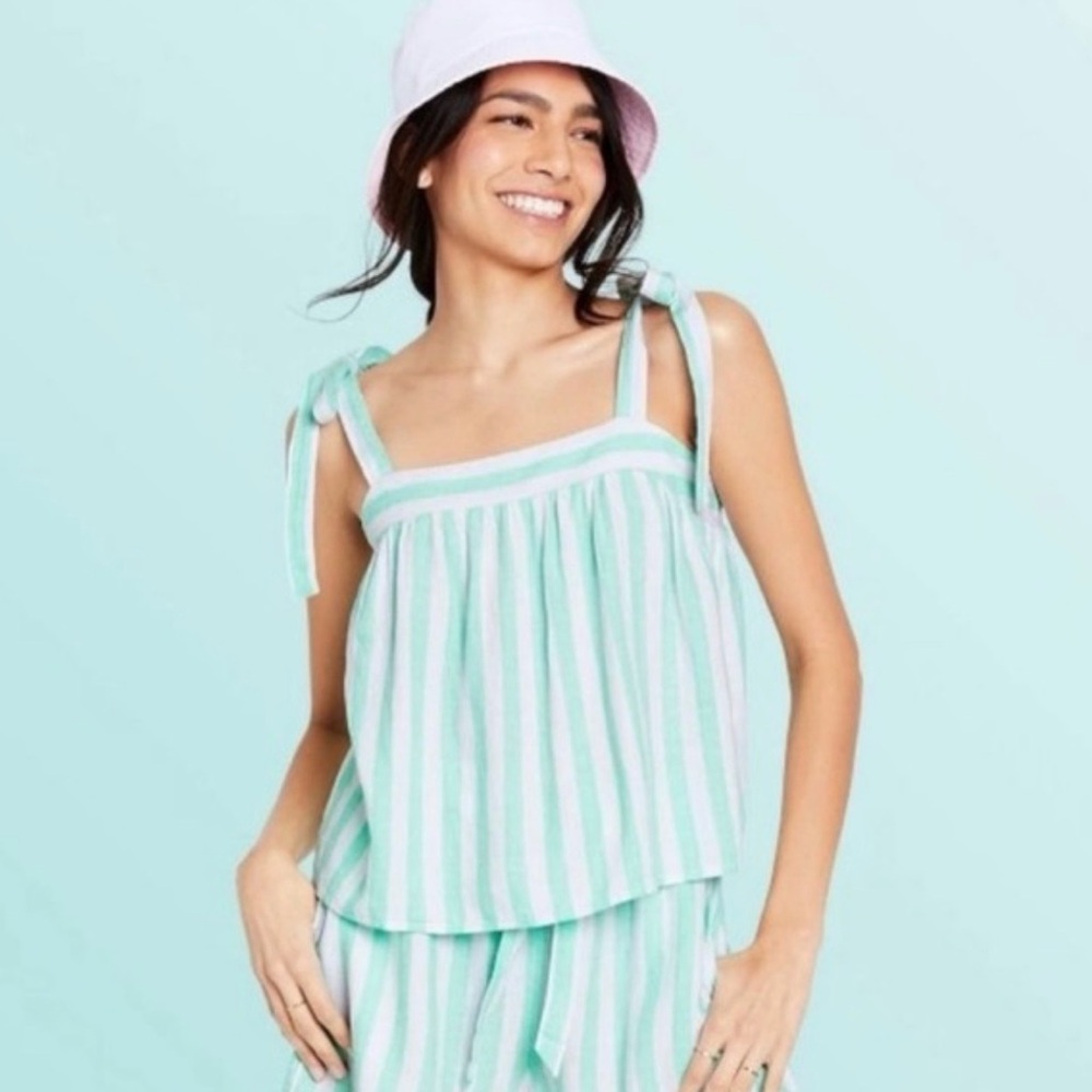 5/$25 Stoney Clover Lane x Target Linen Blend Striped Sleeveless Top